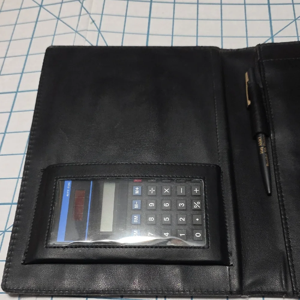 Black Folio, Pen - Unit Insignia US Army 5th Finance Group Germany 1980s 10x7.5